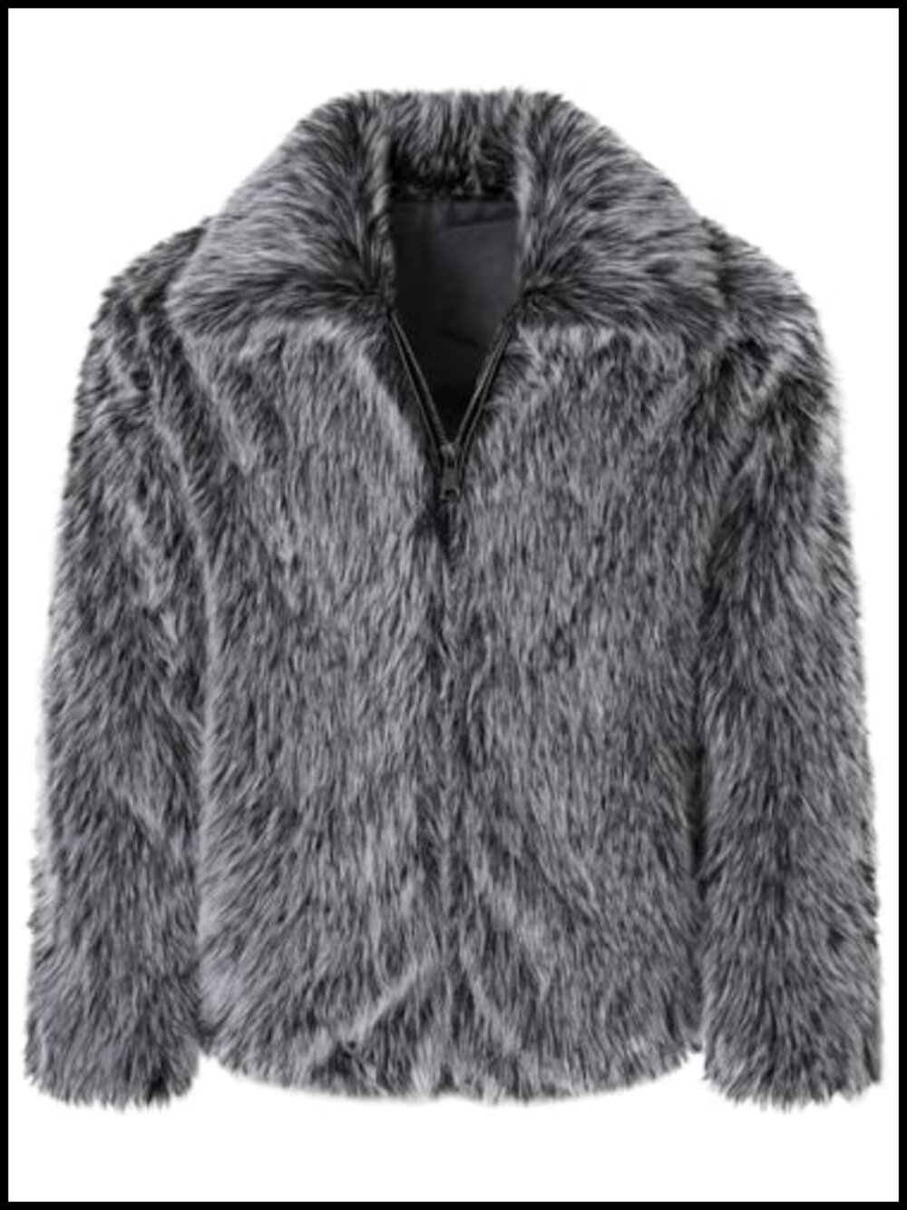 Men's Faux Fur Coat Fluffy Jacket Turn Collar Luxury Overcoat Long Sleeve Parka
